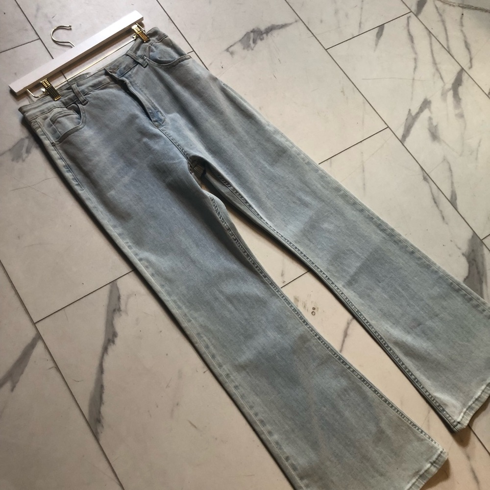 GREY LAB Blue Flare Wide Leg Jeans